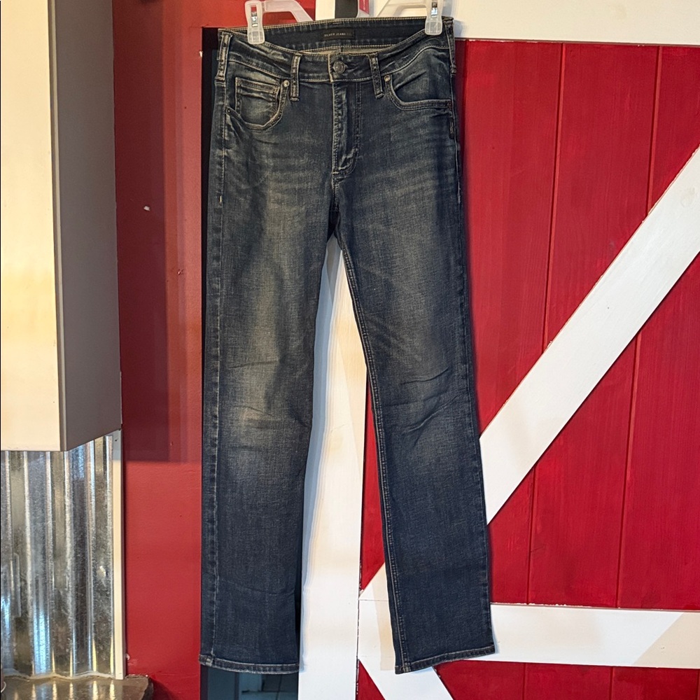 W28/L32 Silver Jeans Men's Dark Wash Slim Jeans